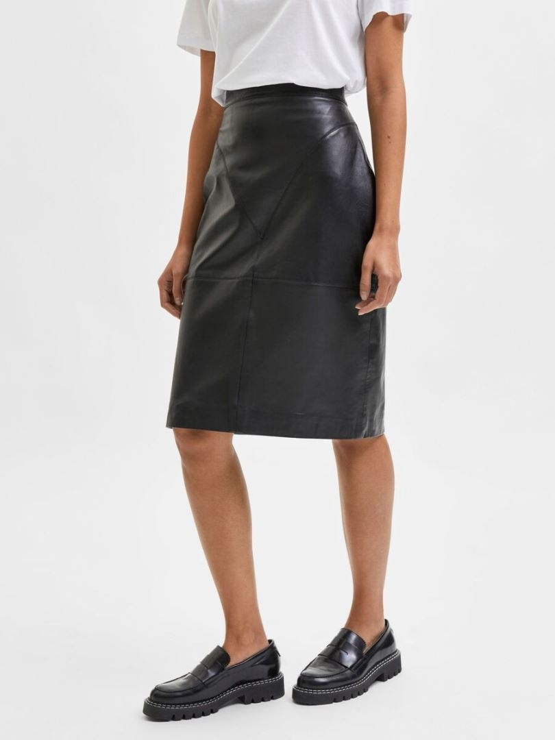 Vikala midi leather skirt