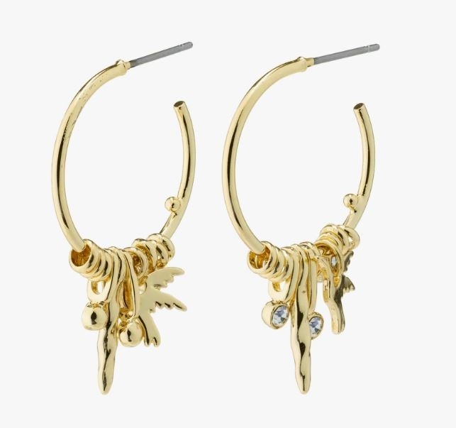 Freedom crystal pendant hoop earrings