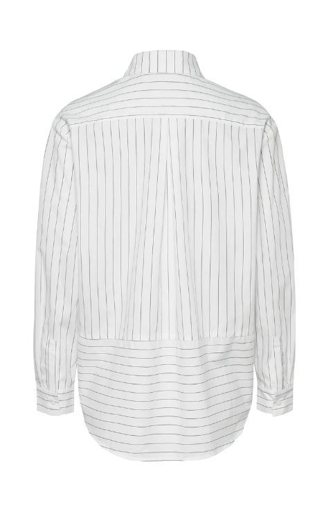 Woven Striped Blouse With Pocket and Long sleeves