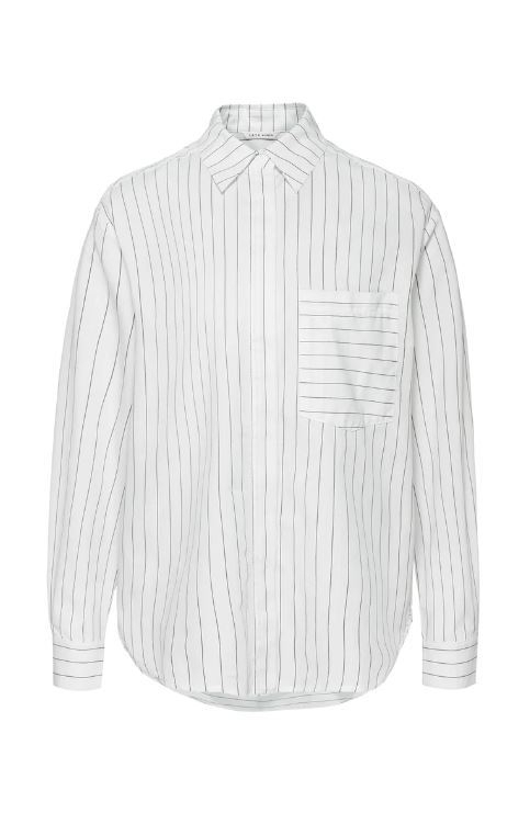 Woven Striped Blouse With Pocket and Long sleeves