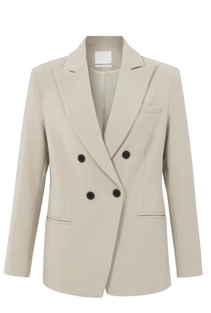 Double-Breasted Blazer With Long Sleeve and welt pockets
