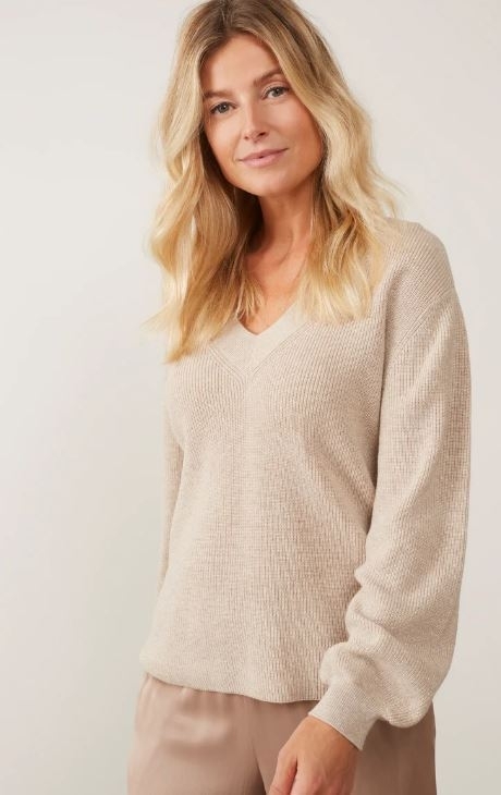 V-neck sweater with lurex