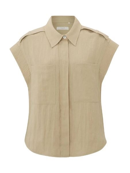 Sleeveless Shirt Jacket With Pockets in Linnen Blend
