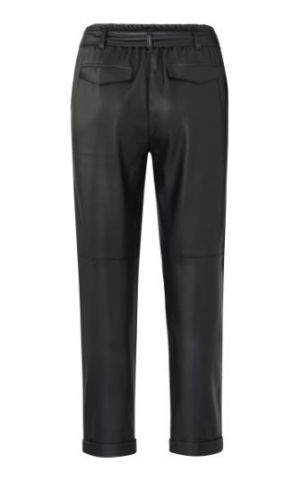 Faux leather straight trousers with belt