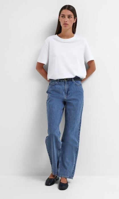 Kate-Marley HW Mid Blu Straight Jeans