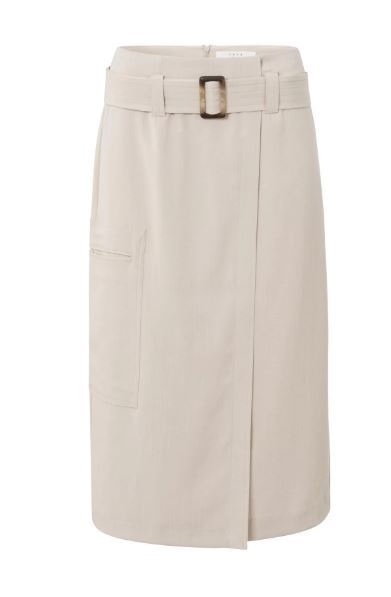 Woven Midi Skirt With Belt And Pockets