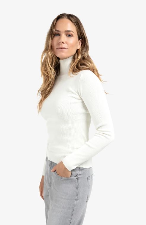 Fitted Ribbed Top With Turtleneck