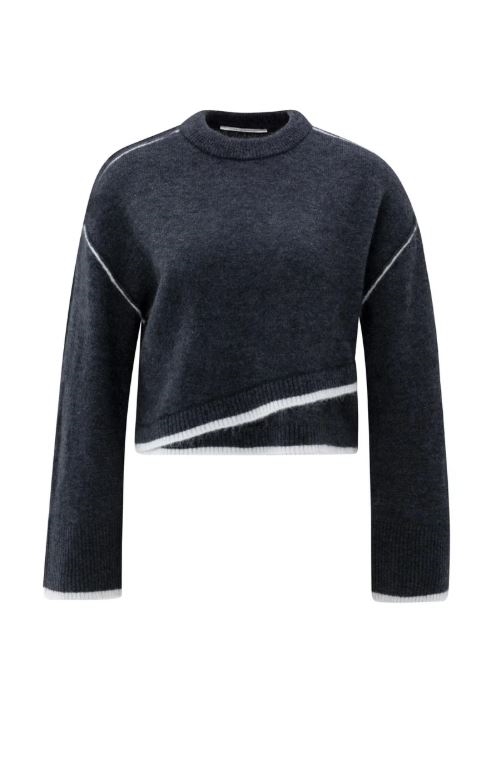 Knitted Sweater With Contrasting Lines