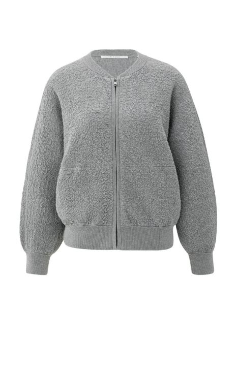Textured knitted bomber with long sleeves