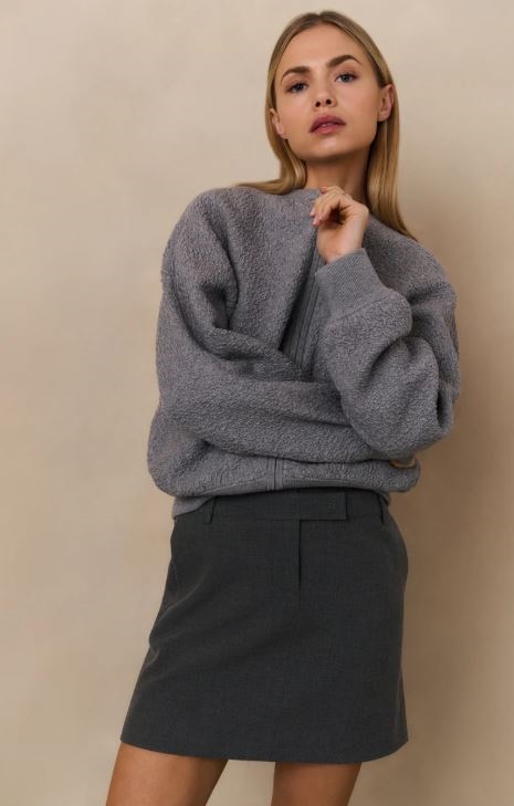 Textured knitted bomber with long sleeves