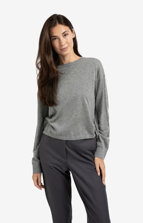 Textured knitted sweater with round neckline