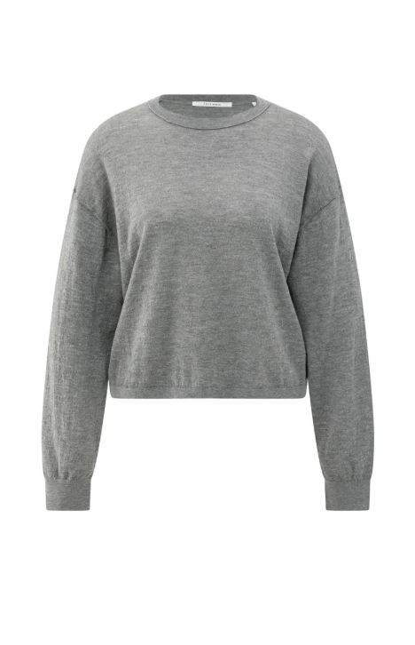 Textured knitted sweater with round neckline