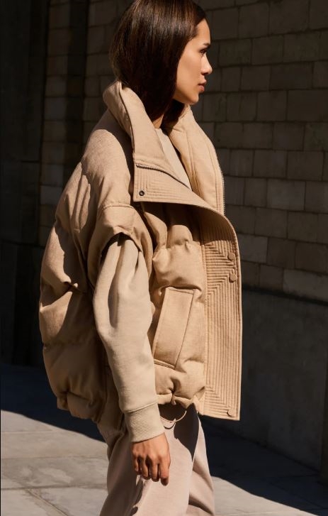 Gewatteerde oversized bodywarmer met kraag