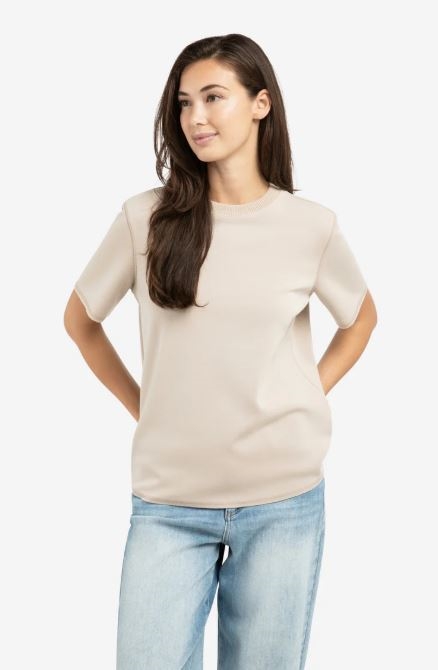 Sweatshirt met korte mouwen en gebreide ribkraag