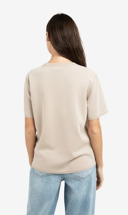 Sweatshirt met korte mouwen en gebreide ribkraag