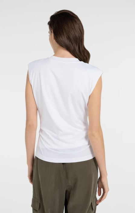 Sleeveless top with pleated sideseams