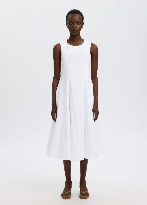Delia reg sl midi ladder stitch dress